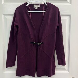 Ellen Tracy Medium Burgandy/Purple Open Front w/ Buckle Women's Sweater Cardigan